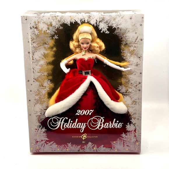 2007 Beautiful Holiday Barbie Collector Doll Red Velvet Christmas Dress Mattel - Picture 1 of 4